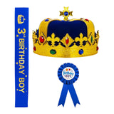 Maxbell King Crown Birthday Crown Costume Headwear for Homecome Halloween Birthday Blue
