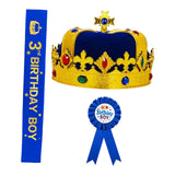 Maxbell King Crown Birthday Crown Costume Headwear for Homecome Halloween Birthday Blue