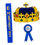 Maxbell King Crown Birthday Crown Costume Headwear for Homecome Halloween Birthday Blue