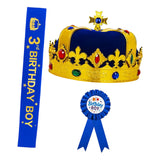 Maxbell King Crown Birthday Crown Costume Headwear for Homecome Halloween Birthday Blue
