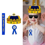 Maxbell King Crown Birthday Crown Costume Headwear for Homecome Halloween Birthday Blue