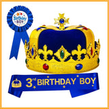 Maxbell King Crown Birthday Crown Costume Headwear for Homecome Halloween Birthday Blue