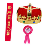 Maxbell King Crown Birthday Crown Costume Headwear for Homecome Halloween Birthday Red