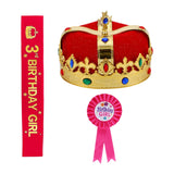 Maxbell King Crown Birthday Crown Costume Headwear for Homecome Halloween Birthday Red