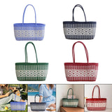 Maxbell Handwoven Shopping Basket Fashion Hand Woven Tote for Camping Outdoor Travel Blue