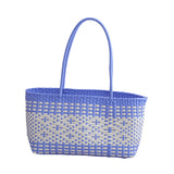 Maxbell Handwoven Shopping Basket Fashion Hand Woven Tote for Camping Outdoor Travel Blue