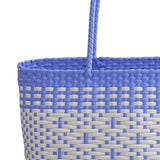 Maxbell Handwoven Shopping Basket Fashion Hand Woven Tote for Camping Outdoor Travel Blue