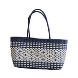 Maxbell Handwoven Shopping Basket Fashion Hand Woven Tote for Camping Outdoor Travel Black