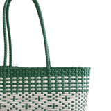 Maxbell Handwoven Shopping Basket Fashion Hand Woven Tote for Camping Outdoor Travel Green