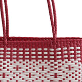Maxbell Handwoven Shopping Basket Fashion Hand Woven Tote for Camping Outdoor Travel Red