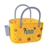 Maxbell Beach Bag Waterproof Multipurpose Stylish Portable Top Handle Pouch Tote Bag Yellow with Grid