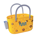 Maxbell Beach Bag Waterproof Multipurpose Stylish Portable Top Handle Pouch Tote Bag Yellow with Grid