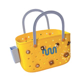Maxbell Beach Bag Waterproof Multipurpose Stylish Portable Top Handle Pouch Tote Bag Yellow with Grid