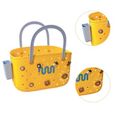 Maxbell Beach Bag Waterproof Multipurpose Stylish Portable Top Handle Pouch Tote Bag Yellow with Grid
