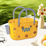 Maxbell Beach Bag Waterproof Multipurpose Stylish Portable Top Handle Pouch Tote Bag Yellow with Grid