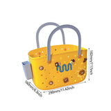 Maxbell Beach Bag Waterproof Multipurpose Stylish Portable Top Handle Pouch Tote Bag Yellow with Grid