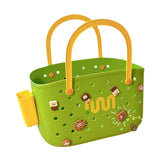 Maxbell Beach Bag Waterproof Multipurpose Stylish Portable Top Handle Pouch Tote Bag Green with Grid