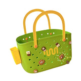Maxbell Beach Bag Waterproof Multipurpose Stylish Portable Top Handle Pouch Tote Bag Green with Grid