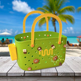 Maxbell Beach Bag Waterproof Multipurpose Stylish Portable Top Handle Pouch Tote Bag Green with Grid