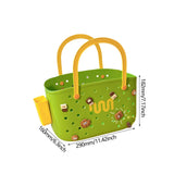 Maxbell Beach Bag Waterproof Multipurpose Stylish Portable Top Handle Pouch Tote Bag Green with Grid