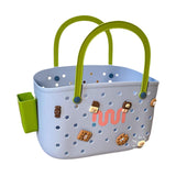 Maxbell Beach Bag Waterproof Multipurpose Stylish Portable Top Handle Pouch Tote Bag Blue with Grid