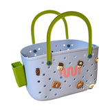Maxbell Beach Bag Waterproof Multipurpose Stylish Portable Top Handle Pouch Tote Bag Blue with Grid