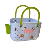 Maxbell Beach Bag Waterproof Multipurpose Stylish Portable Top Handle Pouch Tote Bag Blue with Grid