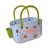 Maxbell Beach Bag Waterproof Multipurpose Stylish Portable Top Handle Pouch Tote Bag Blue with Grid