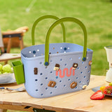 Maxbell Beach Bag Waterproof Multipurpose Stylish Portable Top Handle Pouch Tote Bag Blue with Grid