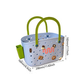 Maxbell Beach Bag Waterproof Multipurpose Stylish Portable Top Handle Pouch Tote Bag Blue with Grid