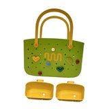 Maxbell Beach Bag Hole Bag Simple Washable Tote Bag for Swimming Pool Picnic Holiday Green with 2 Grids