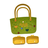 Maxbell Beach Bag Hole Bag Simple Washable Tote Bag for Swimming Pool Picnic Holiday Green with 2 Grids