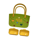 Maxbell Beach Bag Hole Bag Simple Washable Tote Bag for Swimming Pool Picnic Holiday Green with 2 Grids