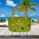 Maxbell Beach Bag Hole Bag Simple Washable Tote Bag for Swimming Pool Picnic Holiday Green with 2 Grids