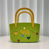 Maxbell Beach Bag Hole Bag Simple Washable Tote Bag for Swimming Pool Picnic Holiday Green with 2 Grids