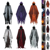 Maxbell Halloween Robe Cloak Horror Witch Cape for Man Women Escape Room Theme Party Gray Black