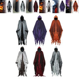 Maxbell Halloween Robe Cloak Horror Witch Cape for Man Women Escape Room Theme Party Gray Black