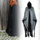 Maxbell Halloween Robe Cloak Horror Witch Cape for Man Women Escape Room Theme Party Gray Black