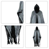 Maxbell Halloween Robe Cloak Horror Witch Cape for Man Women Escape Room Theme Party Gray Black