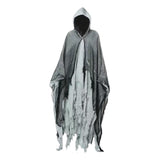 Maxbell Halloween Robe Cloak Horror Witch Cape for Man Women Escape Room Theme Party Gray