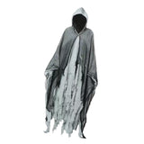 Maxbell Halloween Robe Cloak Horror Witch Cape for Man Women Escape Room Theme Party Gray