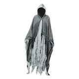 Maxbell Halloween Robe Cloak Horror Witch Cape for Man Women Escape Room Theme Party Gray