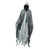 Maxbell Halloween Robe Cloak Horror Witch Cape for Man Women Escape Room Theme Party Gray