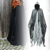 Maxbell Halloween Robe Cloak Horror Witch Cape for Man Women Escape Room Theme Party Gray