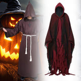 Maxbell Halloween Robe Cloak Horror Witch Cape for Man Women Escape Room Theme Party Red