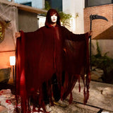 Maxbell Halloween Robe Cloak Horror Witch Cape for Man Women Escape Room Theme Party Red