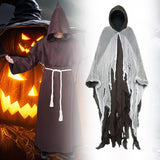 Maxbell Halloween Robe Cloak Horror Witch Cape for Man Women Escape Room Theme Party Coffee