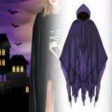 Maxbell Halloween Robe Cloak Horror Witch Cape for Man Women Escape Room Theme Party Purple