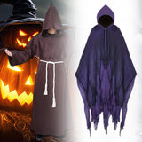 Maxbell Halloween Robe Cloak Horror Witch Cape for Man Women Escape Room Theme Party Purple