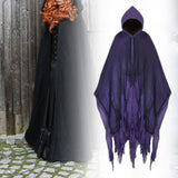 Maxbell Halloween Robe Cloak Horror Witch Cape for Man Women Escape Room Theme Party Purple